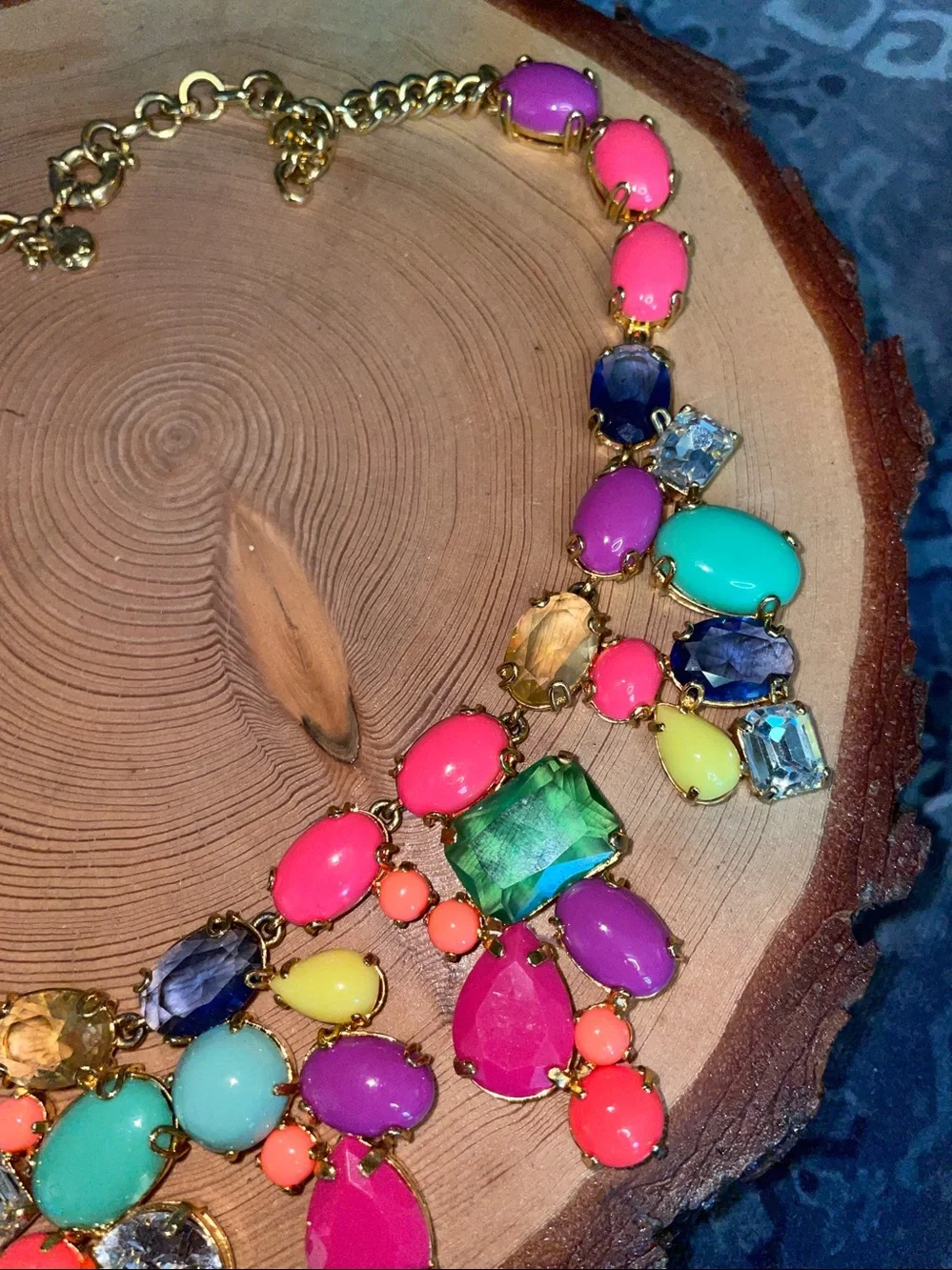 J. Crew Rainbow Candy Color Mixed Gem Statement Necklace